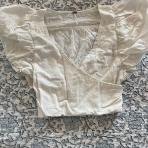 Free People White Puff Sleeve Top